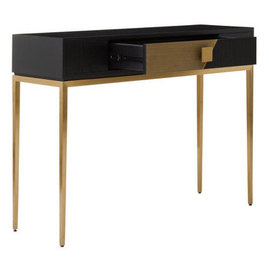 Davoli Black and Gold Finish 1 Drawer Console Table