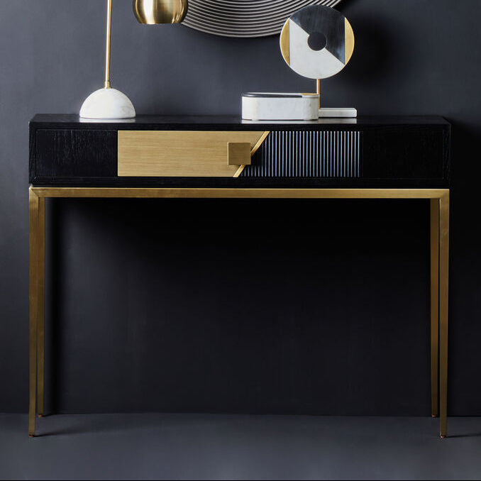 Davoli Black and Gold Finish 1 Drawer Console Table