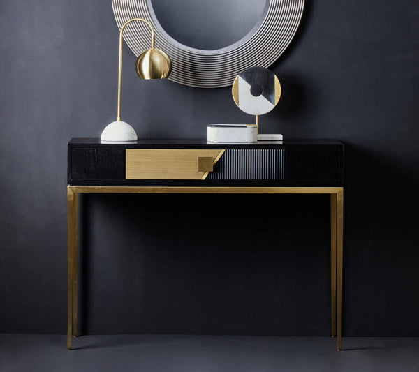 Davoli Black and Gold Finish 1 Drawer Console Table