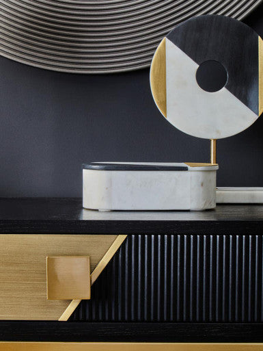 Davoli Black and Gold Finish 1 Drawer Console Table