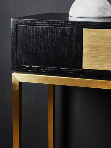 Davoli Black and Gold Finish 1 Drawer Console Table