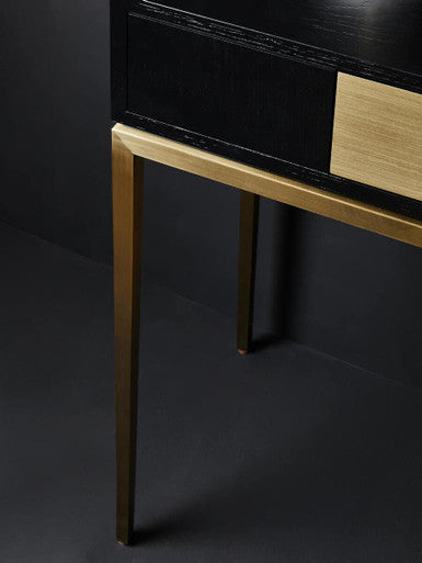 Davoli Black and Gold Finish 1 Drawer Console Table