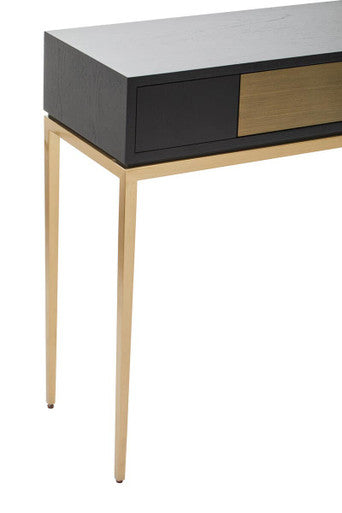 Davoli Black and Gold Finish 1 Drawer Console Table