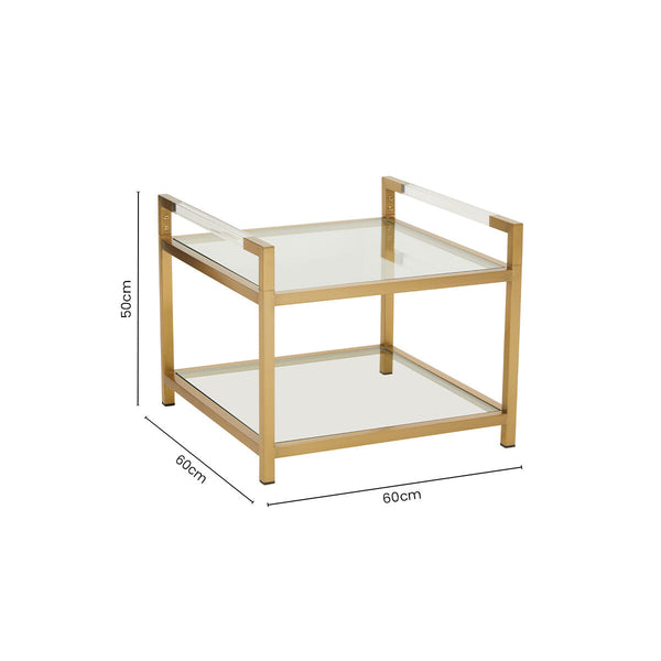 Matte Gold End Table with Clear Glass Top | Vogue
