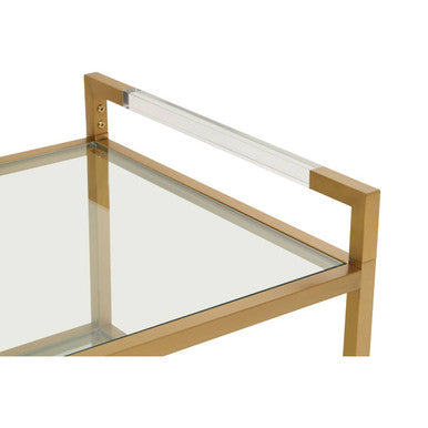 Matte Gold End Table with Clear Glass Top | Vogue