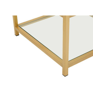 Matte Gold End Table with Clear Glass Top | Vogue