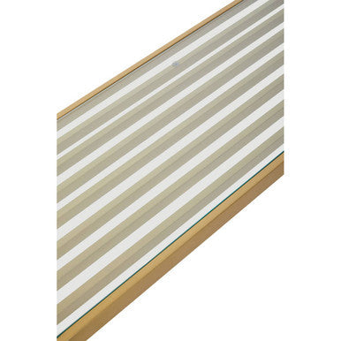 Vogue Clear Glass Console Table with Slatted Matt Gold Frame