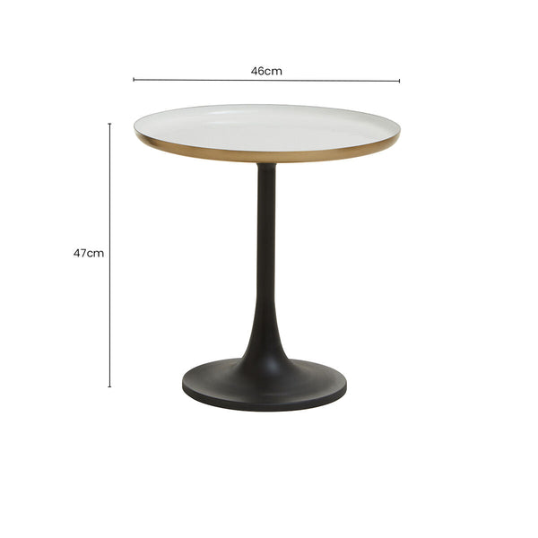 Corra White Marble Side Table With Column Base