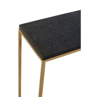 Corra Black and White Marble Console Table with Gold Finish Frame