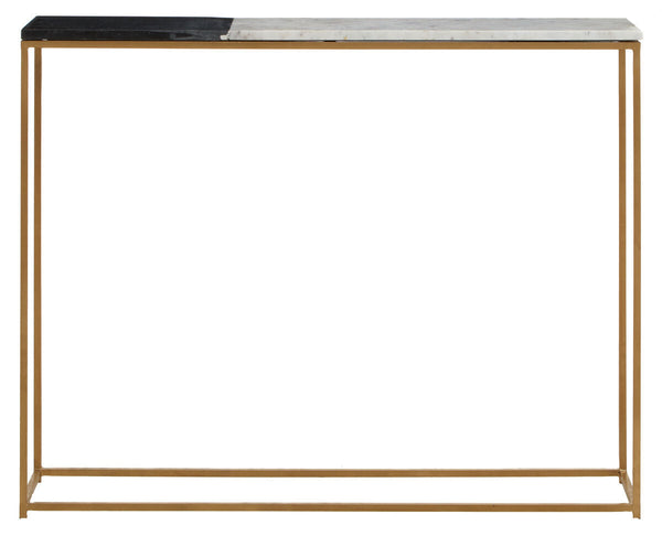 Corra Black and White Marble Console Table with Gold Finish Frame