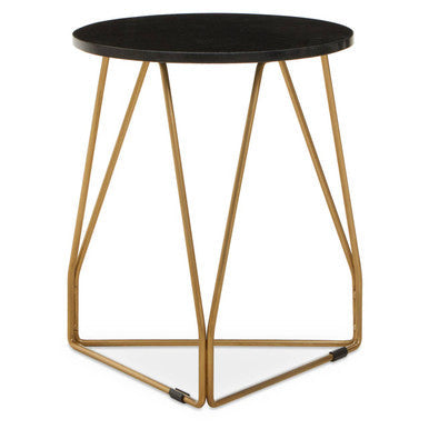 Corra Black Marble Side Table with Gold Finish Frame