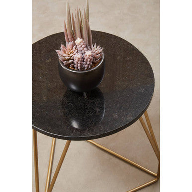 Corra Black Marble Side Table with Gold Finish Frame