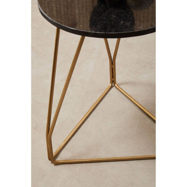 Corra Black Marble Side Table with Gold Finish Frame
