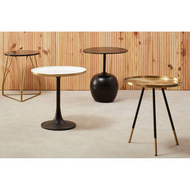 Corra Black Marble Side Table with Gold Finish Frame