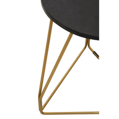 Corra Black Marble Side Table with Gold Finish Frame