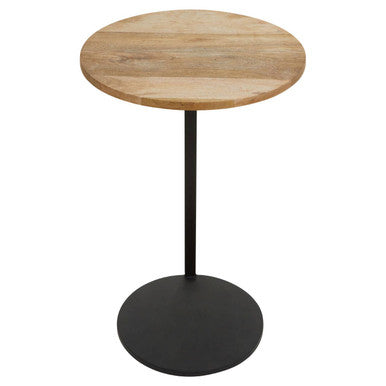 Corra Natural Wooden Side Table with Black Finish Base