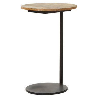Corra Natural Wooden Side Table with Black Finish Base