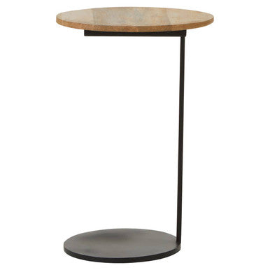 Corra Natural Wooden Side Table with Black Finish Base