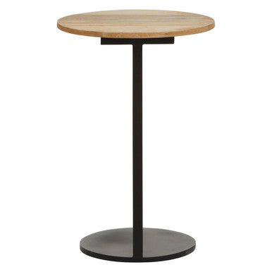 Corra Natural Wooden Side Table with Black Finish Base