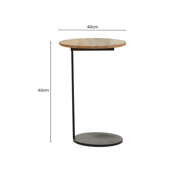 Corra Natural Wooden Side Table with Black Finish Base