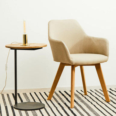 Corra Natural Wooden Side Table with Black Finish Base