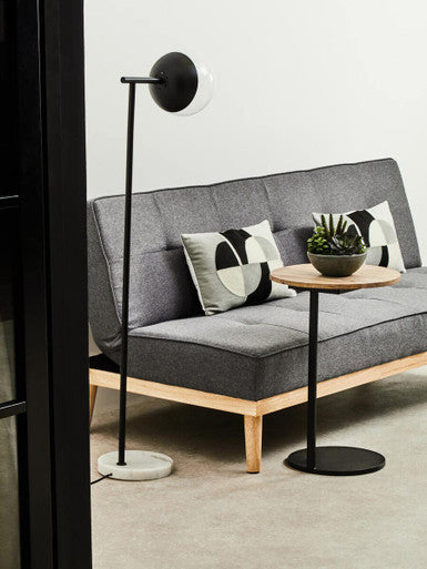 Corra Natural Wooden Side Table with Black Finish Base