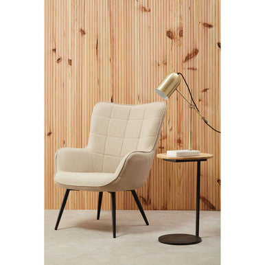 Corra Natural Wooden Side Table with Black Finish Base