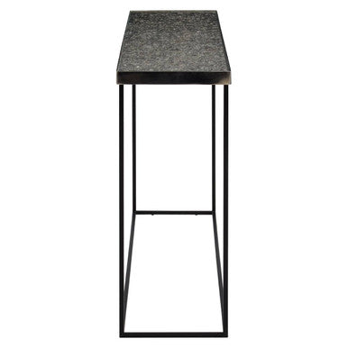 Akola Silver Finish Console Table with Black Finish Legs