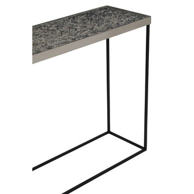 Akola Silver Finish Console Table with Black Finish Legs