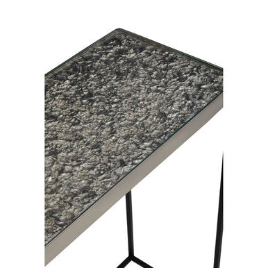Akola Silver Finish Console Table with Black Finish Legs