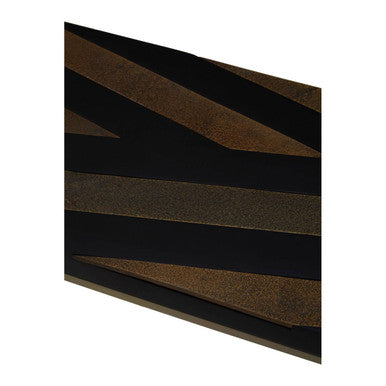 Black and Gold Striped Acacia Wood Console Table with Interconnected Metal Legs | Aris