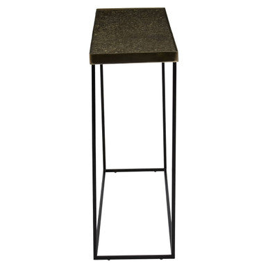 Akola Gold Metal and Glass Console Table with Black Legs
