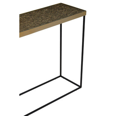 Akola Gold Metal and Glass Console Table with Black Legs