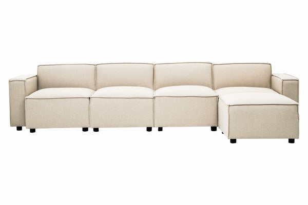 Toulouse Cream Fabric Armless Modular Sofa