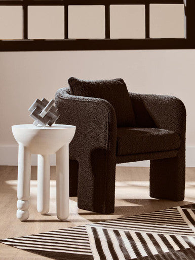 Ozzero Black Boucle Curved Armchair