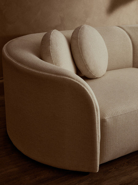 3 Seater Cream Linen Curved Sofa, Ovada