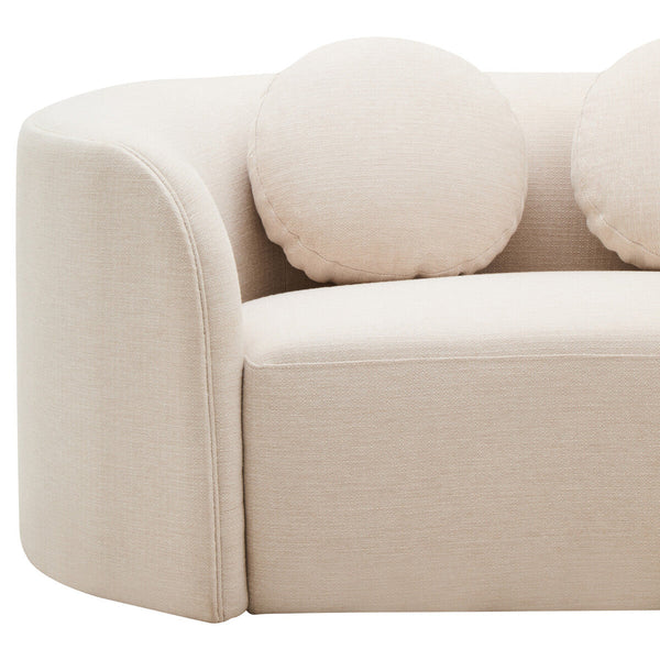 3 Seater Cream Linen Curved Sofa, Ovada