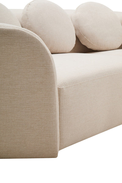 3 Seater Cream Linen Curved Sofa, Ovada