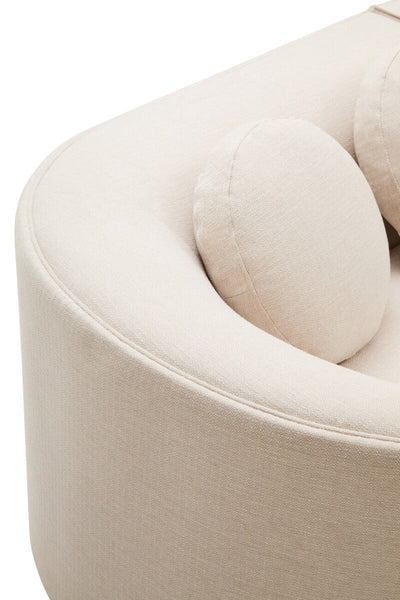 3 Seater Cream Linen Curved Sofa, Ovada