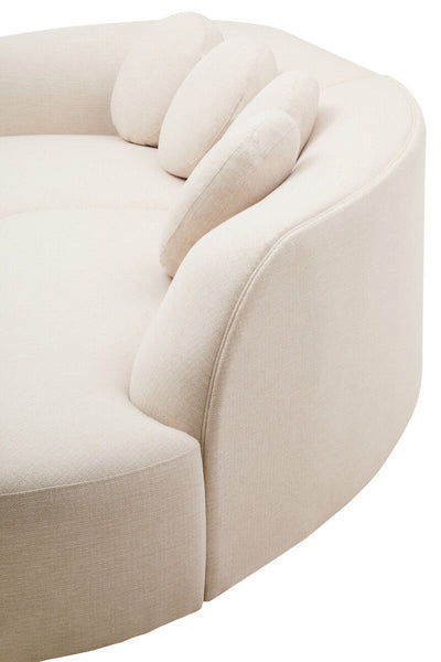 3 Seater Cream Linen Curved Sofa, Ovada