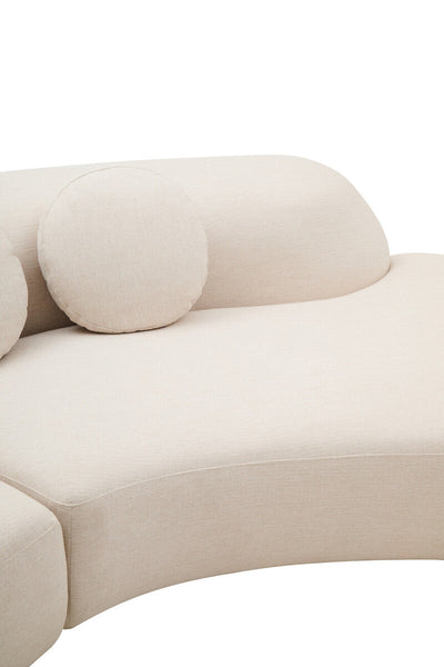 3 Seater Cream Linen Curved Sofa, Ovada