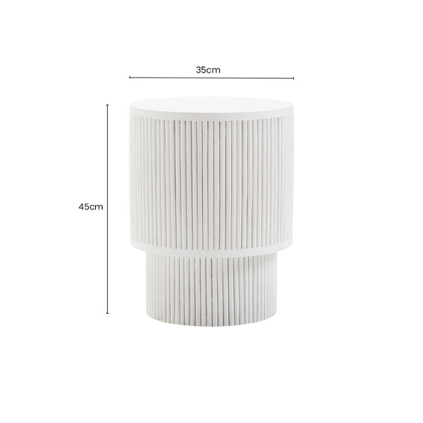 Walsa Whitewash Mango Wood Side Table with Ridge Detail