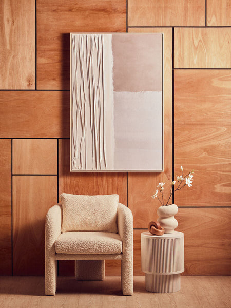 Walsa Whitewash Mango Wood Side Table with Ridge Detail
