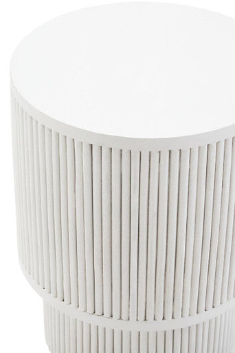 Walsa Whitewash Mango Wood Side Table with Ridge Detail