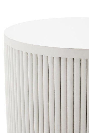 Walsa Whitewash Mango Wood Side Table with Ridge Detail