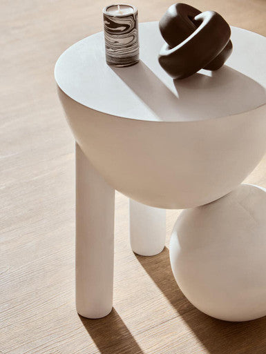 Walsa Whitewash Mango Wood Side Table with Ball Detail