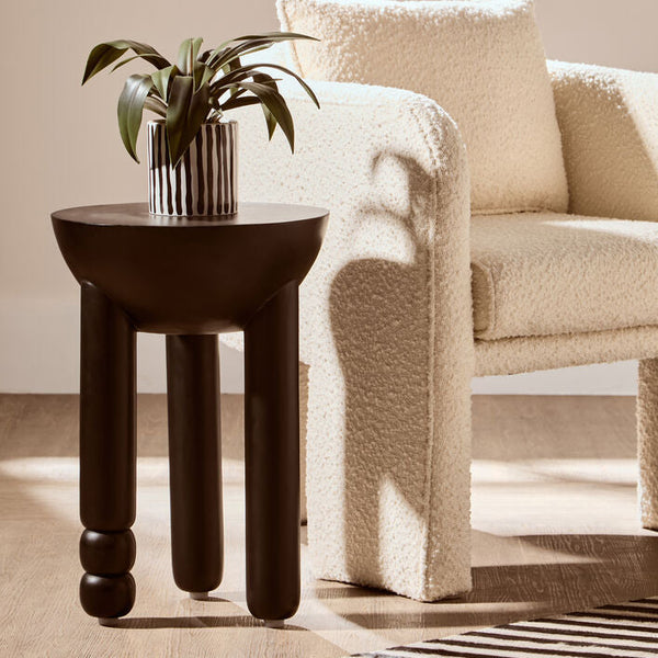Walsa Black Finish Mango Wood Round Side Table