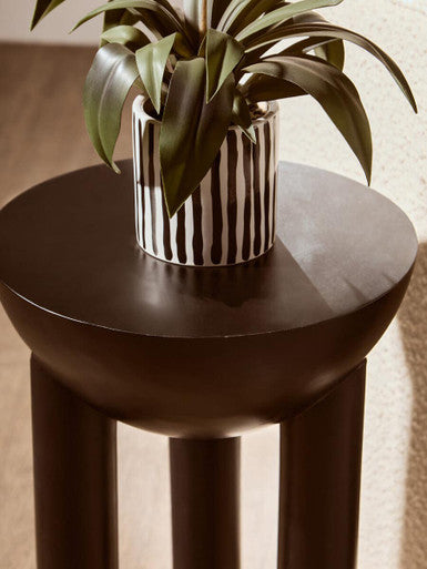Walsa Black Finish Mango Wood Round Side Table