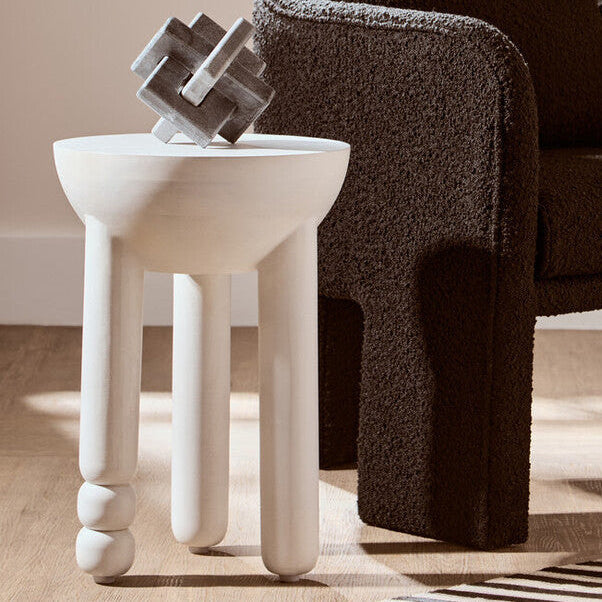 Walsa Whitewash Mango Wood Round Side Table