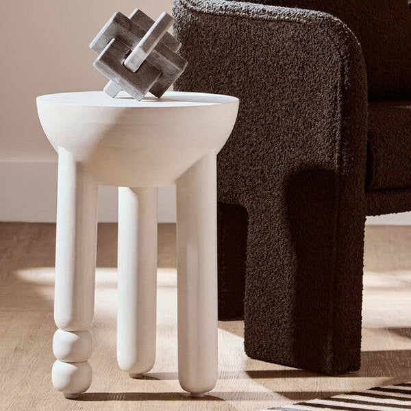 Walsa Whitewash Mango Wood Round Side Table